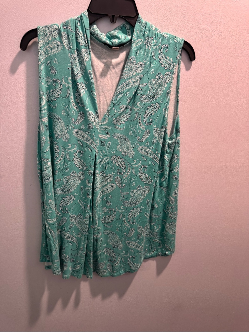 Cable & Gauge Mint Paisley Sleeveless V-Neck Tank women’s top size xl